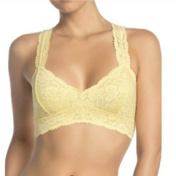 Free People yellow lace racer back bralette XS NEW - Picture 1 of 15
